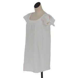 Miley + Molly Dress Women Size Medium White Eyelet Shift Short Tie Sleeve